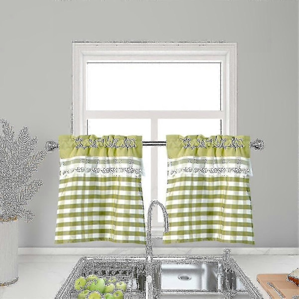 Kjøkkengardiner Dekor Vindusgardin Luksus Kafékappa Toppgardiner (FMY) Yellow Green 74cmx61cm