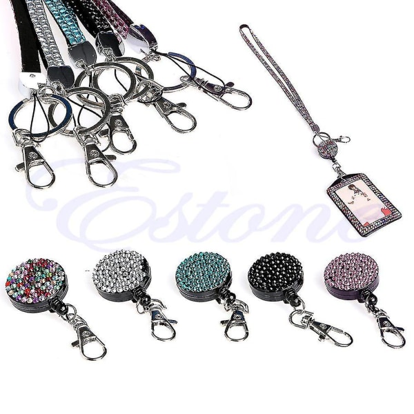 Resin Diamond Bling Halsbånd Lanyard Retractable Id Badge Reel Telefon Nøkkelholder( Farge : Hvit )