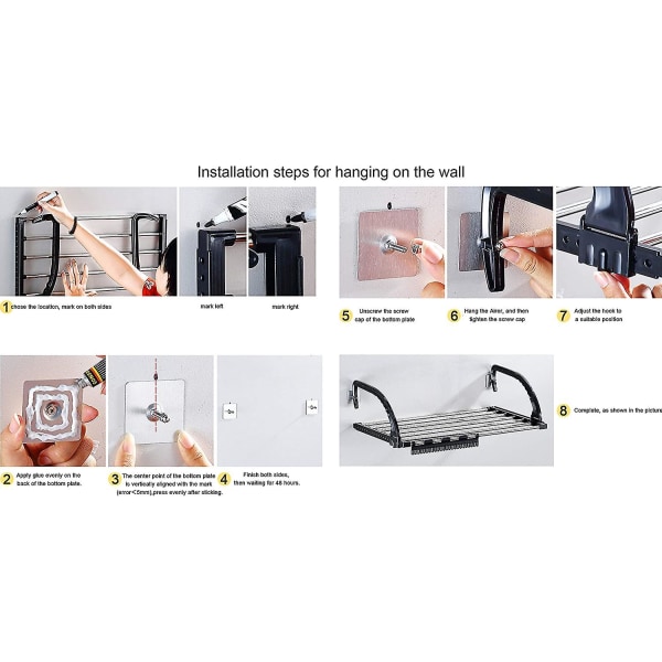 Radiator Torktumlare, Balkong Torktumlare, Vägg Torktumlare, Fällbar Torkställning, Rostfritt Stål, Utdragbar, Hängande Torktumlare (51-95 Cm), Vindtät
