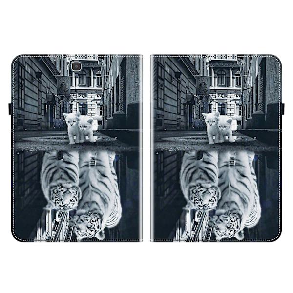 Maltet Cover i Læder med Malet Design til Samsung Galaxy Tab A 9.7 T550 T555 P550 (FMY) Cat Reflection Tiger