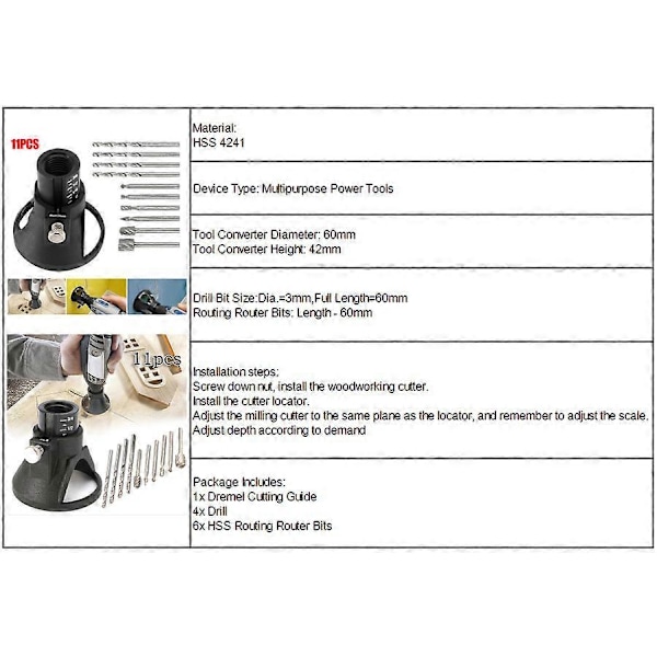 Dremel Gravyr HSS Fräs Router Borr Bits Set Multi Skärverktyg