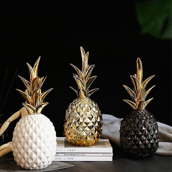 Nordic Golden Pineapple Luxury Ornament Home Office Desktop Creative Decoration (FMY) White
