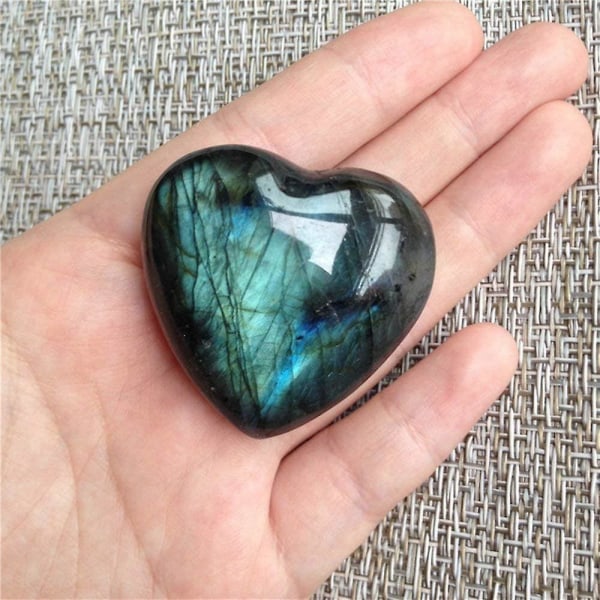 AITELEI Moonstone Crystal Labradorite Palm Stone Healing Quartz Gemstone Worry Stone Heart Shape for Jewllery Making Worry Stone Therapy Smooth  (FMY)