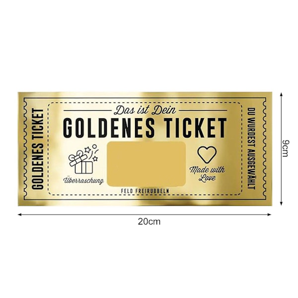 Golden Ticket Skraplott Gravyrtryck Skrap och Upptäck Överraskning Biljett Skraplott Gratulationskort QingHai  (FMY) Golden