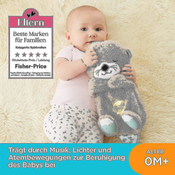 Dulme og putte Otter, Babysovende Plyslegetøj, med beroligende musik og rytmiske bevægelser til at berolige nyfødt baby Kb-q (FMY) grey