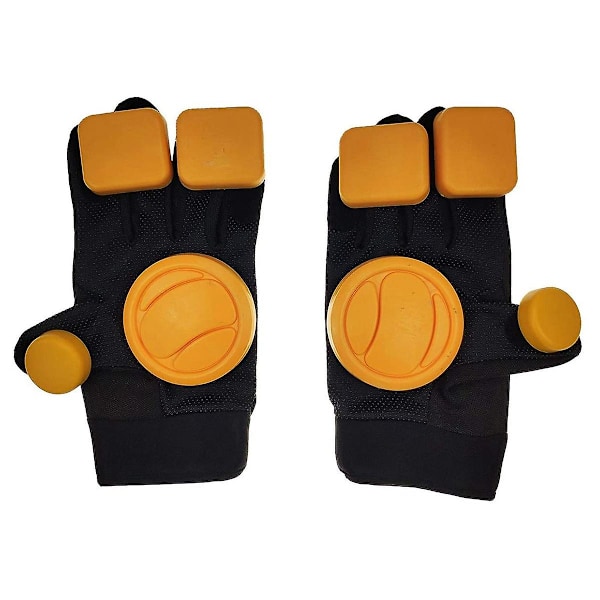 1 sæt skydepucke til Longboard Downhill Sliding Handsker Beskyttende Handsker Skateboard Golves Tilbehør  (FMY) yellow