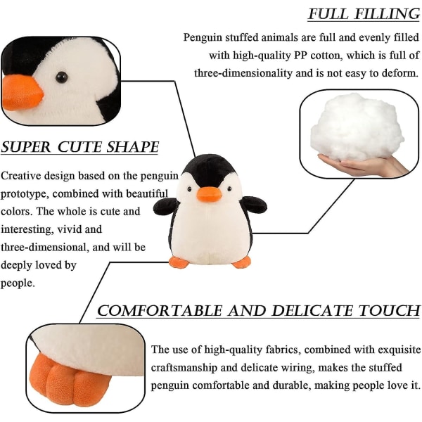 Penguinsoft Animal Baby Penguin Plussj Koselig Leke Dukke For Jenter Gutter, 11 Tommer (FMY)