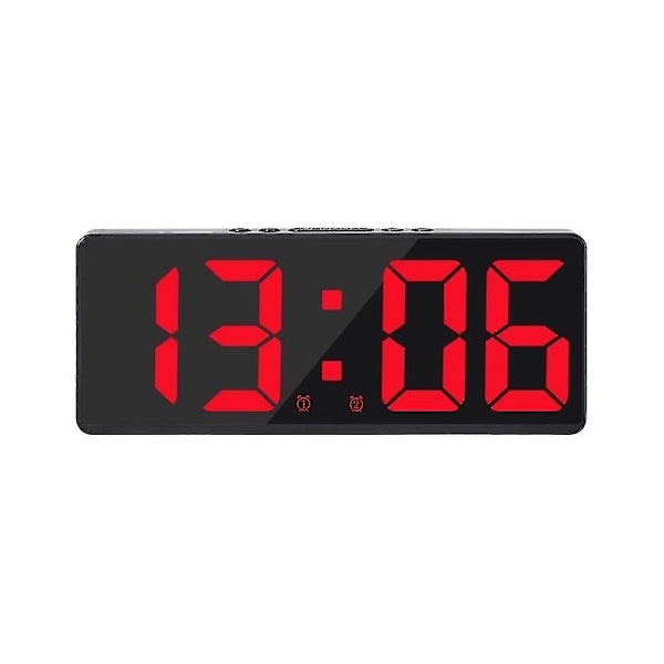 Smart Stor Digital Väggklocka Appkontroll Tid/datum/&ljud Aktivera & Nedräkningsfunktion Steglös Ljusstyrka & Volym Alarm Med Snooze Kul (FMY) Red
