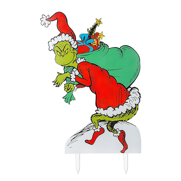 Christmas Led Light Up Grinch Sign Decor With Stakes Yard Garden Outdoor Festive Xmas Ornaments  (FMY)