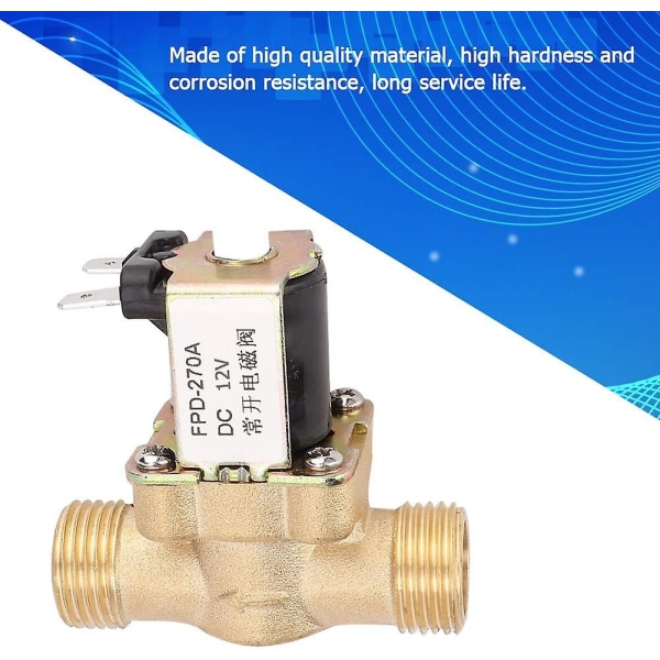 G1/2\" Solenoidiventtiili, 12v/24v Messinkinen Normaalisti Avattu Solenoidiventtiili, Elektromagneettinen Sähköventtiili, Veden Sisääntulokytkin(dc12v)