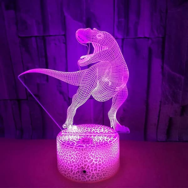 3D Dinosaur Nattelys Lampe Leke, Dinosaur Lys Lamper for Gutterom, Dinosaur Nattelys for Gutter (FMY)
