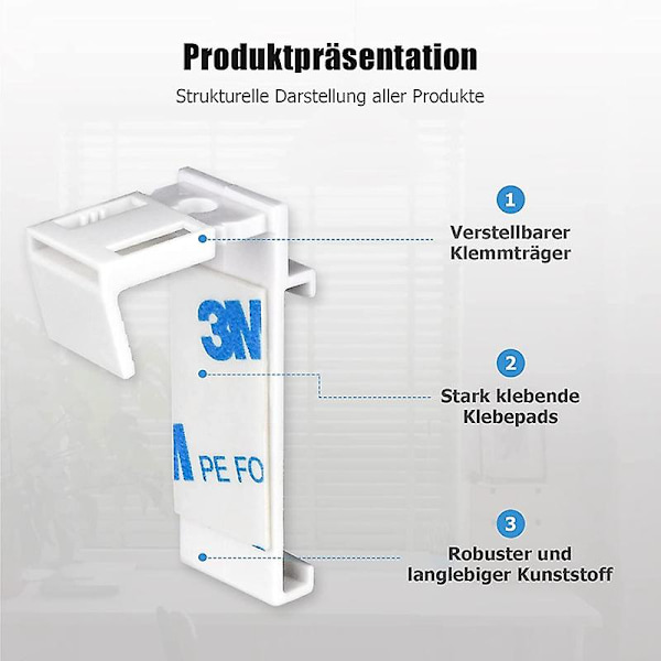 4 x Rullaverhokiinnikkeet Ei porausta Vaihtotarvikkeet Kiinnike PVC:lle (FMY)