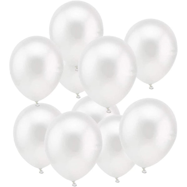 100 bitar Ballonger Vit Helium, Latex Vita Ballonger Diameter 30 Cm För Bröllop Alla hjärtans dag Födelsedag Dop Nattvardsfest Dekoration