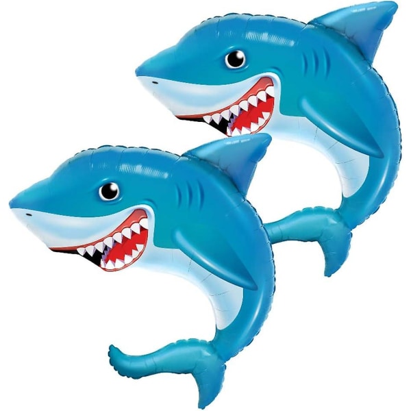 Set med 5 Happy Blue Shark Jumbo 36" foliepartyballonger (FMY)