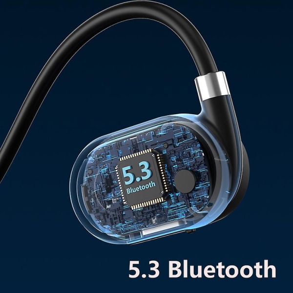 Bone Conduction 5.0 Bluetooth-hodesett øremontert vanntett ekte trådløs luftledning trådløst sportsløpehodesett (FMY) black