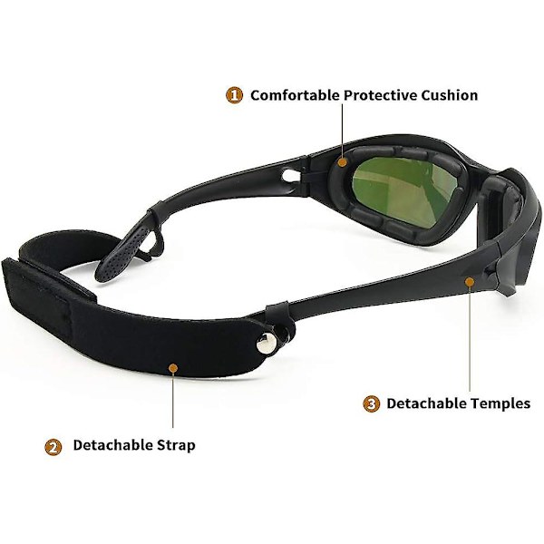 Enzodate Military Dirt Bike Atv -lasit Polarisoitu 4 Linssin Sarja Ulkoilulajit Moottoripyörälasit Sotapeli Armeijan Aurinkolasit  (FMY) polarized