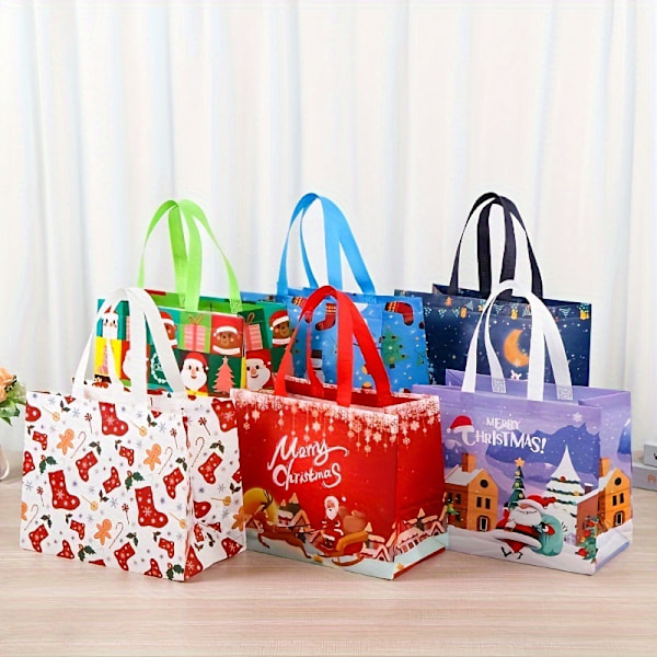 16 stycken stora återanvändbara presentpåsar - 32,5 cm x 25 cm x 17 cm, Multi-sektion, Hållbart non-woven material, Perfekt för påsk, jul, fest (FMY) 16pcs