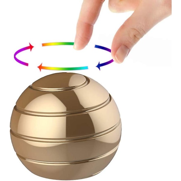 Kinetiske skrivebordsleker, helkropps optisk illusjon Fidget Spinner Ball, gaver til menn, kvinner, barn, størrelse 1,77", gull (FMY)
