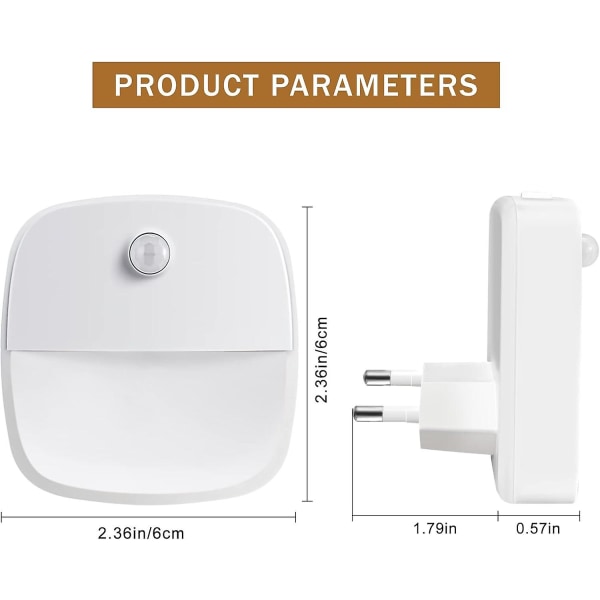 Børnenatlys [2 stk.] El-stikkontakt Natlys Med Skumringsføler, Konstant & Automatisk Lystilstand - varm hvid (FMY)