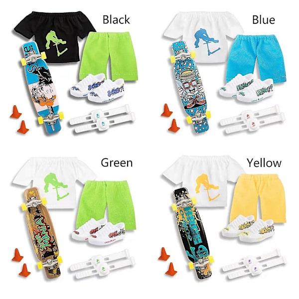 Fingerboard Skor & Byxor Finger Leksak Set Finger Skateboard Med Skor (FMY) Green Series