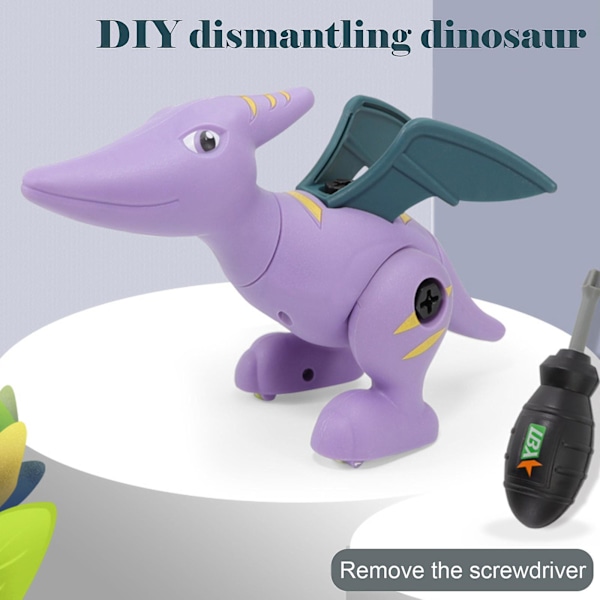 Dinosaur Legetøj Dino Legetøj Med Bor Stem DIY Uddannelsesmæssigt Legetøj Med Værktøjer Til Børn (FMY) Purple