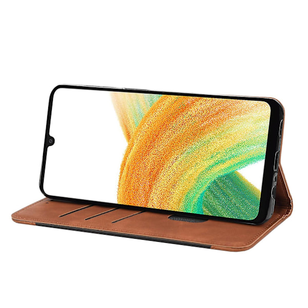 Samsung Galaxy A15 5G -puhelimen nahkainen lompakko-kotelo, seisova - Punainen (FMY) Brown Samsung Galaxy A15 5G