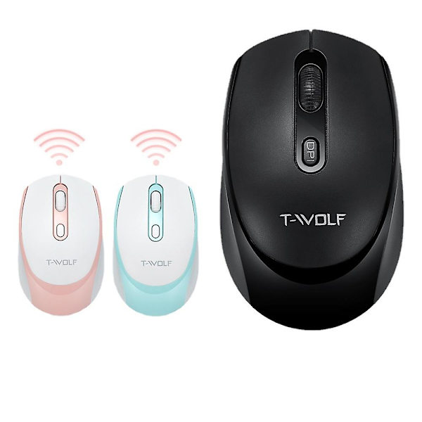 1 stk trådløs mus, 2,4 g bærbar ergonomisk mus, trådløs mus for bærbar PC Windows (rosa og hvit)
