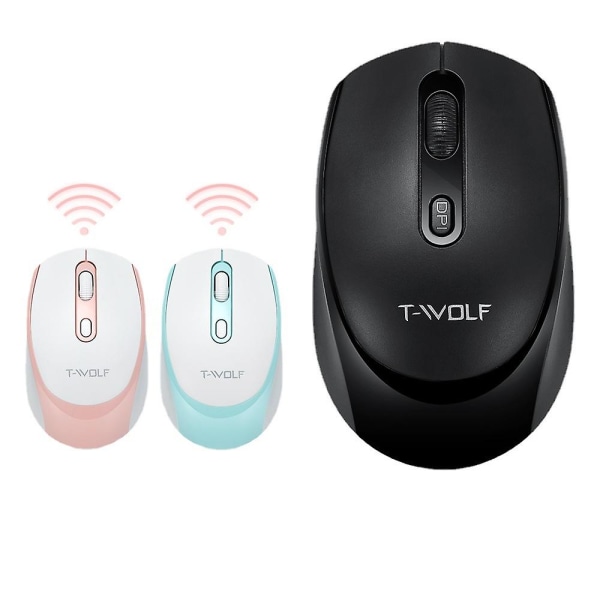 1 stk. trådløs mus, 2,4 g bærbar ergonomisk mus, trådløs mus til bærbar computer Windows (pink og hvid)