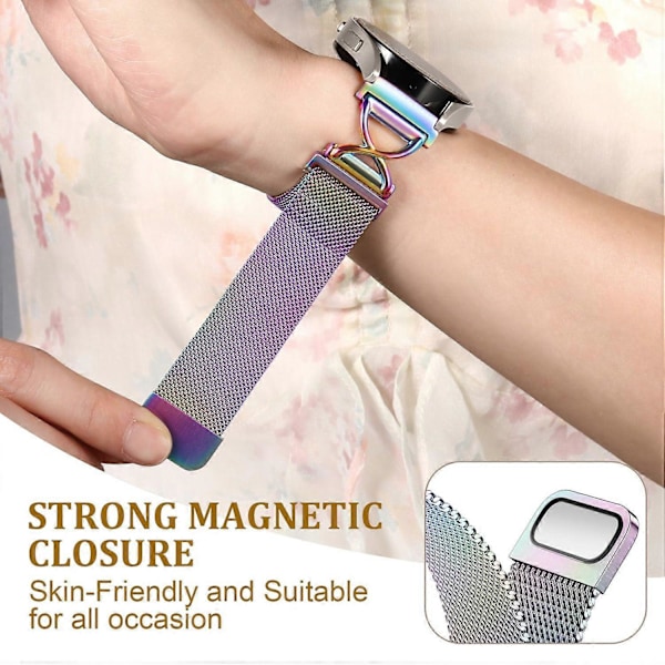 Garmin vivomove Trend Venu Sq 2 Milanese -ranneke, galvanoidusta ruostumattomasta teräksestä valmistettu magneettinen kellon ranneke (FMY) Multicolor Multi-color