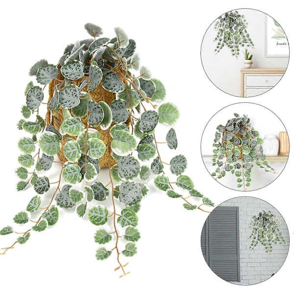 QingHai Kunstig Hengende Hjerteranke Plante Veggmontert Lavt Vedlikehold Falsk Eucalyptus Simulert Rotting (FMY) Green