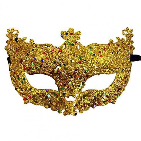 Halloween Kvinder Mode Cosplay Øjenmasker Maskerade Karneval Fancy Mardi Skinnende Bånd Julefest Kvinder Ansigtsmasker (FMY) Gold