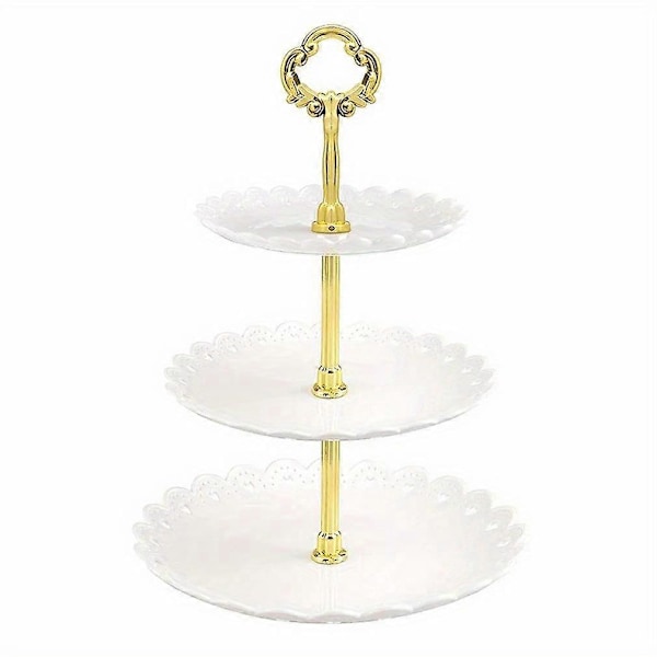 3-Etagers Elegant Dessert Display Stand - Plastik, Let at Samle til Fester & Bryllupper, Bærbar & Vaskbar (FMY) White