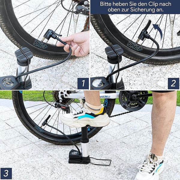 Cykelpump Mini Portabla fotpumpar med tryckmätare för alla ventiler Av/dv/sv Golvpump Lämplig för Mtb-vandringscyklar, stadscyklar och barn'