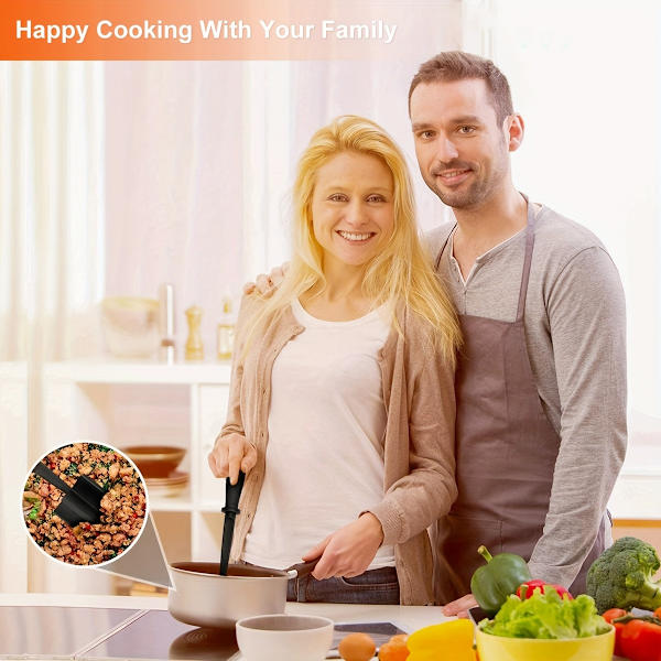 2/4 stk. Meat Master Chopper - Varmebestandige Køkkenredskaber til Hjemmet med Skridsikker Håndtag, Multifunktionel Hamburger- og Oksekødsmoser, N  (FMY) Black 2pcs