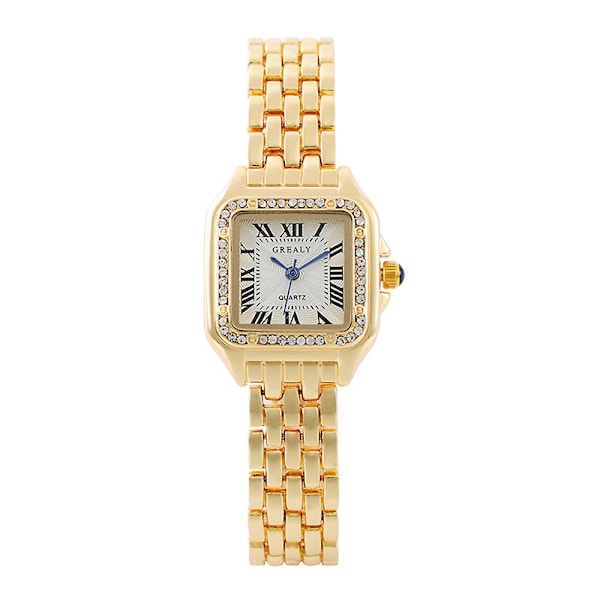 \"2023 Luksus Dame Mode Firkantede Ure Guldlegering Rem Dame Quartz Armbåndsure Kvaliteter Kvinde Romersk Skala Ur\" (FMY) gold