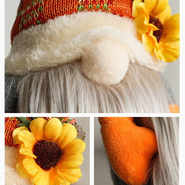 Høst Nisse Gresskar Lønnetre Solsikke Høst Høytidelig Dverg Pluss Ansiktsløse Dukker Ornamenter For Hjemmet Jul Thanksgiving Dekor (FMY) Orange