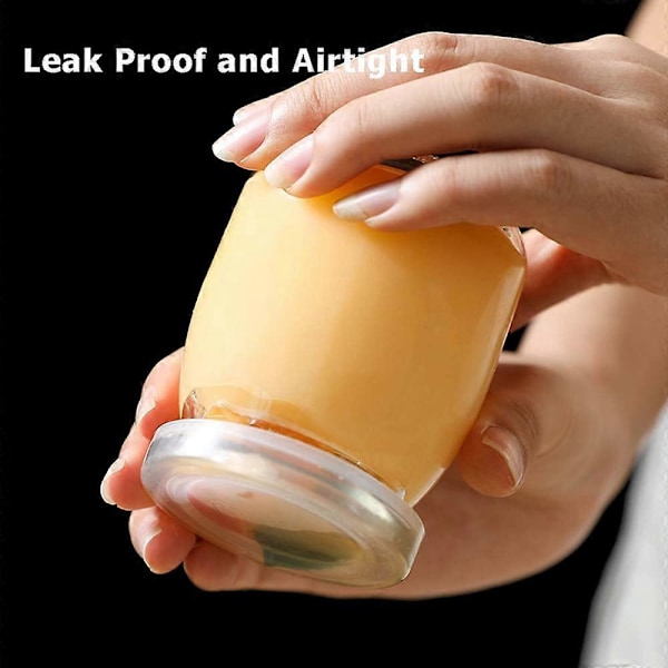 6 st 200ml Yoghurt Pudding Glasburkar med Plastlock Mini Kopp Små Glasflaskor (FMY)
