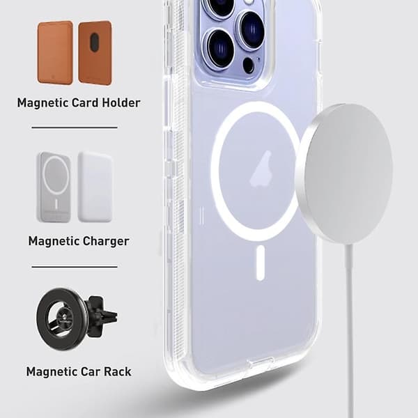 Støtsikkert MagSafe magnetisk telefondeksel til iPhone 14 Pro Max (FMY) Transparent For iPhone 14 Pro Max