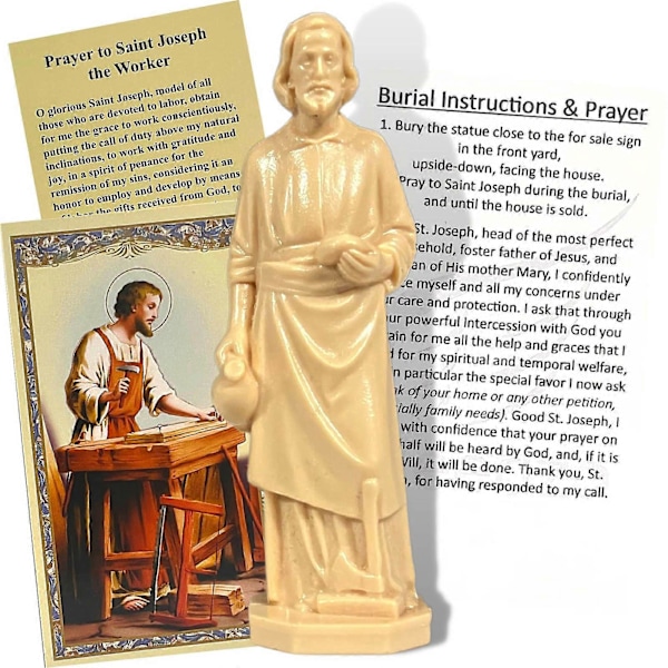 Sankt Josef Statue 6cm Høj Sankt Josef Figur Resin Tømrer Josef Skulptur Held & Lykke Gave til Hus Salg (FMY) Yellow