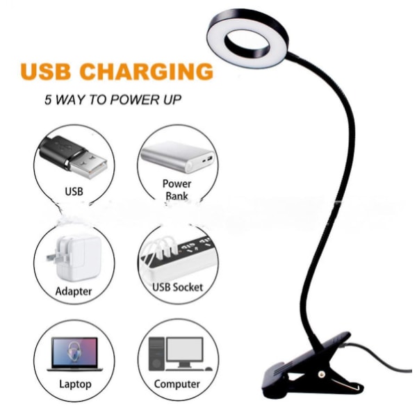 Selfie Ring Light Stativ for Live Stream/sminke, Klips på, Fleksible armer  (FMY)