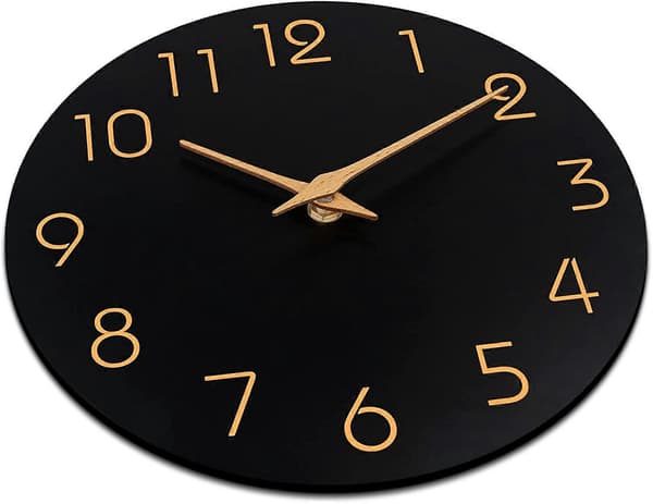Hemdekor Trä Tyst Tickfri Klocka 10 Tum Väggklocka (A Stil) (D-583-A) (FMY) black 2