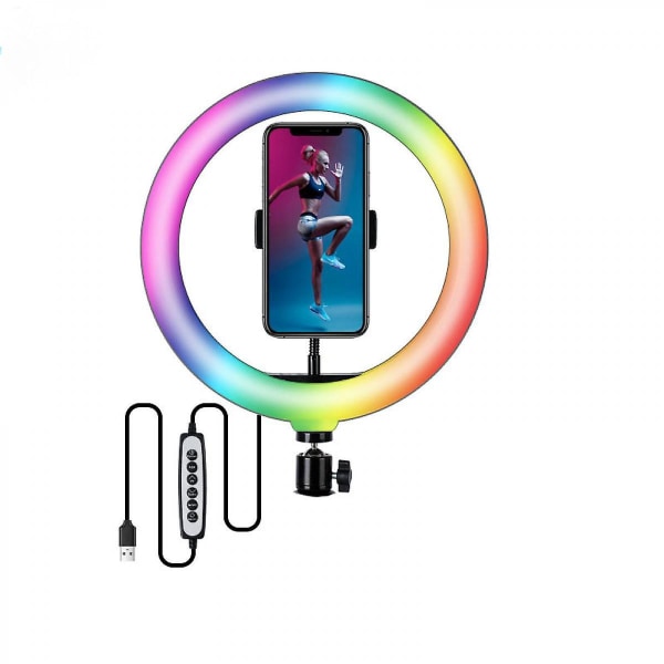10 tommers fylllyssett Rgb-lysstativ Selfie-ringlys Led syv farger skjønnhetsfyllingslys (FMY)