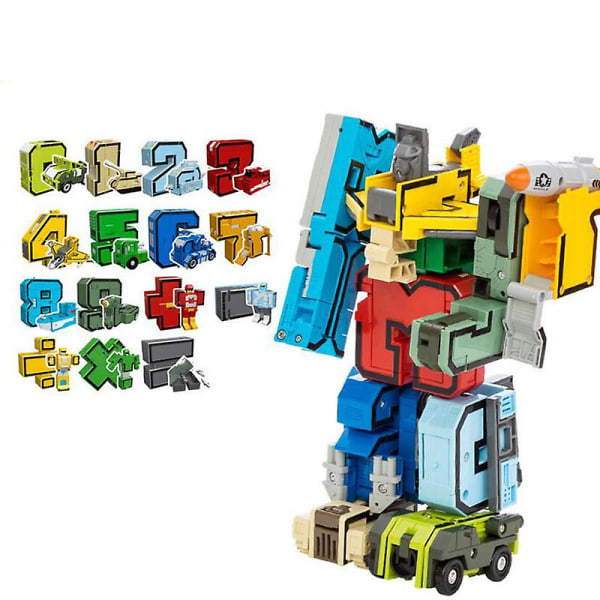 DIY Kreativa Utbildningsblock Montering Actionfigur Transformation Nummer Deformation Robot Leksak För Barn (FMY) 10 PCS