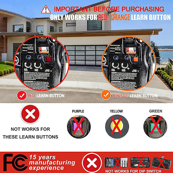 LiftMaster Craftsman Chamberlain 971LM 973LM Garagedörrfjärrkontroll 390mhz Garagedörrstyrenhet för nyckelring Barriär (FMY) 971LM