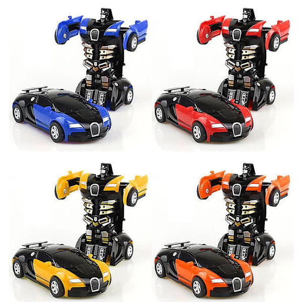2-in-1 Muuntautuva Robottiauto Malli Muovi Mini Muuntautuvat Robotit Leikki Pojille Yhdellä Askeleella Iskuajoneuvot Auto Lasten Lelut (FMY) B