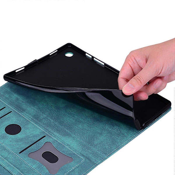 Til Lenovo Tab M11 Plus/ Tab K11 Plus Etui Læder Stand Tablet Cover Blomst Kat Kort Slots (FMY) Green