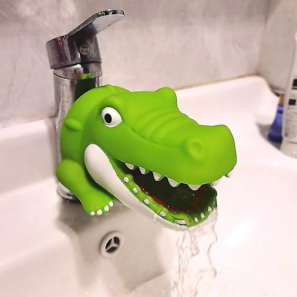 Haj/krokodille vandhaneforlænger, blødt silikone badekar tudbetræk til badekar baby børn (FMY) Green Crocodile