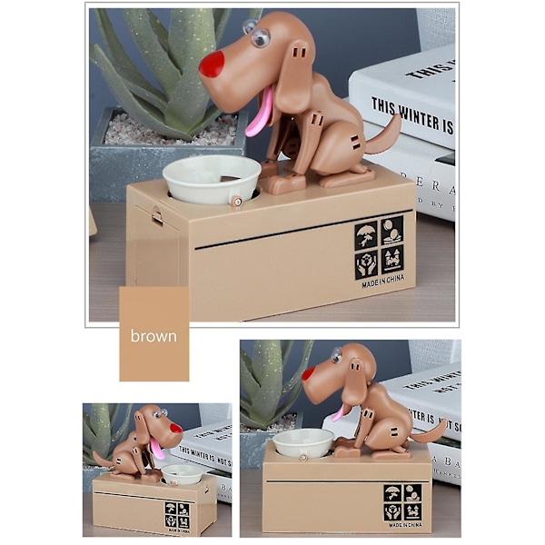 Spargris Bank Piggy Mekanisk Choken Mynt Sparande Hungrig Ätande Hund Robotisk, 100% Ny (FMY) blackwhite