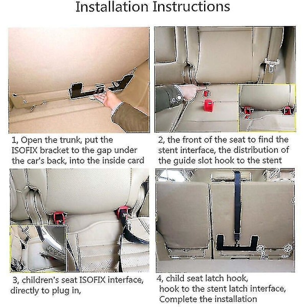 Universal Bilbarnstolsfäste Ankarfäste Kit För Isofix Bälteskontakt, Svart (FMY)