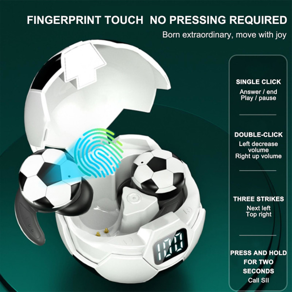 Fotboll Bluetooth 5.0 trådlös sporthörlur Ipx7 vattentät hörlur med laddningsbox (FMY) 1Set